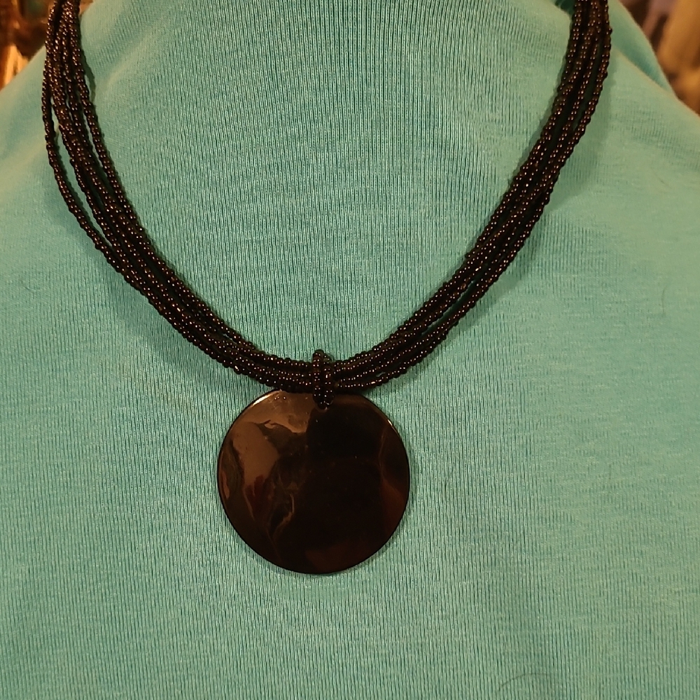 Elegant Black Beaded Necklace